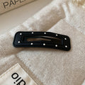 Six Black And White Stitched Oval Rectangle And Star Snap Hair Clips view 11