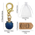 Deep Blue Scallop Shell Enamel Keychain Gold Clasp view 2
