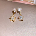 Gold Star Drop Studs Purple Crystal Pearl Ear Clips view 6