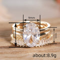 Oval Solitaire Three-Ring Set In Polished Gold Tone view 4