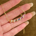 Rainbow Crystal Bar Pendant Necklaces in Silver and Gold view 4