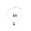 Silver Blue Oval Halo Necklace Earrings And Ring Set view 5