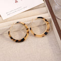 Tortoiseshell Look Broad Polished Ring Round Hoop Earrings view 6