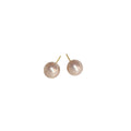 Pink Pearl Stud Earrings with Gold Tone Posts with Polished Metal Accents view 5