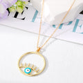 Gold Tone Open Circle Lash Evil Eye Pendant Necklaces view 2