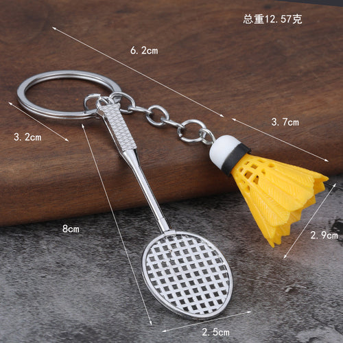 Badminton Tennis Racket Zinc Alloy Sports Souvenir Keychain Pendant