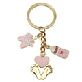 Eight Pink Baby Bottle Outfit and Footprint Keychain Designs view 5