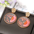 Clear Resin Pressed Flower Round Drop Stud Earrings in Six Colors view 4