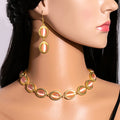 Gold Necklace Earring Sets Flower Oval Heart Three view 3
