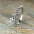 Wing Feather Dangle Pave Band Finger Rings Three Finishes view 1