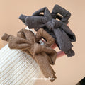 Soft Fabric Bow Hair Claw Clips in Coffee Brown Gray view 4
