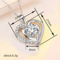 Silver Double Heart Pendant Necklace Clear Center Stone view 4