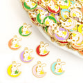 Enamel Rabbit on Crescent Moon Charms in Seven Bright Colors view 1