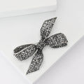 Black Crystal Mesh Ribbon Bow Brooch With Four Open Loops view 3