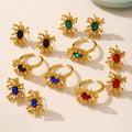 Gold Starburst Flower Ring And Stud Earrings Oval Zircon view 4