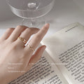 Gold Tone Slim Round Wave And Chain Pattern Rings In Three Styles view 2