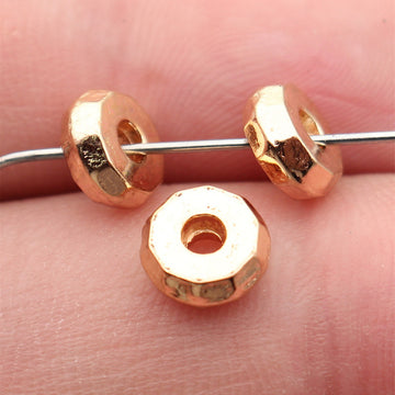 Faceted Disc Small Hole Metal Spacer Beads in Two Finishes