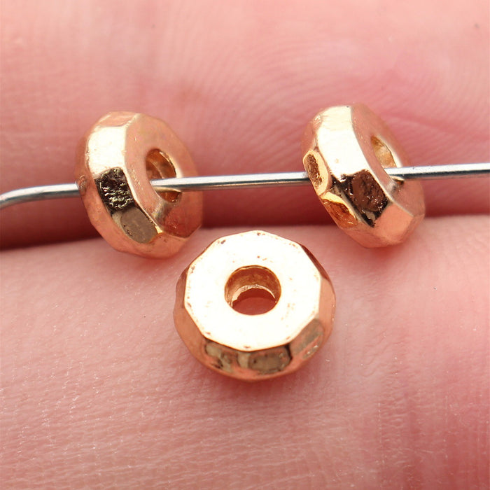 Faceted Disc Small Hole Metal Spacer Beads in Two Finishes