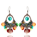 Antique Tone Colorful Shell Sequin Earrings with Reflective Details view 9