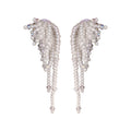 White Pearl Beaded Waterfall Long Statement Earrings view 5