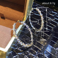 Silver Tone Pear Teardrop Clear Stone Large Hoop Earrings view 4