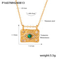 Gold Evil Eye Square Pendant Necklaces and Textured Rings view 6