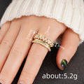 Marquise Clear Stone Double-Layer Wide Ring In Gold And Silver Tones view 4