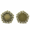 Scrollwork Round Cabochon Connector Tray in Antique Silver and Antique Bronze Metal Finish view 2