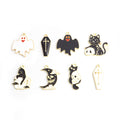 Halloween Cat Ghost Bat Coffin and Moon Enamel Alloy Charms view 2