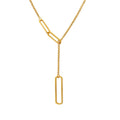 Gold And Steel Long Lariat Y Necklace Open Oval Links view 5