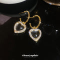 Gold Heart Crystal Drop Earrings Fashion Jewelry Accessories view 2