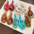 Chunky Linked Resin Drop Earrings In Five Color Patterns view 3