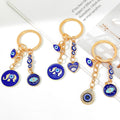 Navy Enamel Evil Eye Elephant Charm Keychain With Heart Accent view 1