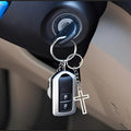 Silver Tone Outline Cross Keychain With Organza Bag And Tag Option view 3
