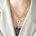 Open Heart Toggle Necklace Cable Chain Gold Or Steel view 7