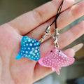 Pink and Blue Spotted Stingray Phone Strap Charms in Two Shapes view 2