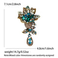 Antique Tone Floral Bird Brooch With Long Crystal Drop view 6