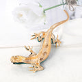 Aqua Gold Tone Gecko Crystal Four Designs Metal Brooch Pin view 3