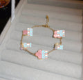 Mixed Pixelated Bracelet Images And Green Disk Pendant Necklace view 7