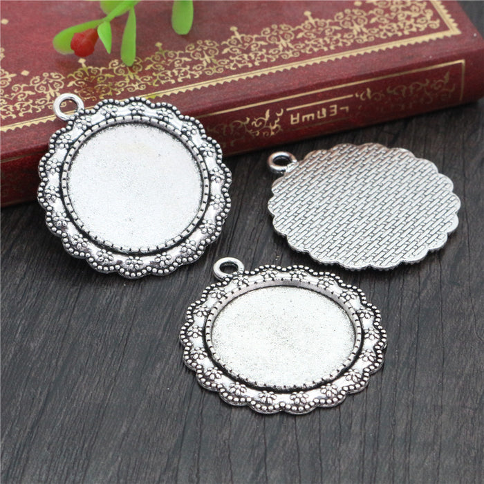 Floral Scallop Round Pendant Bezel Blank for Cabochon Craft