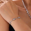 Round Halo Zircon Station Bracelet Gold and Steel Tones view 3