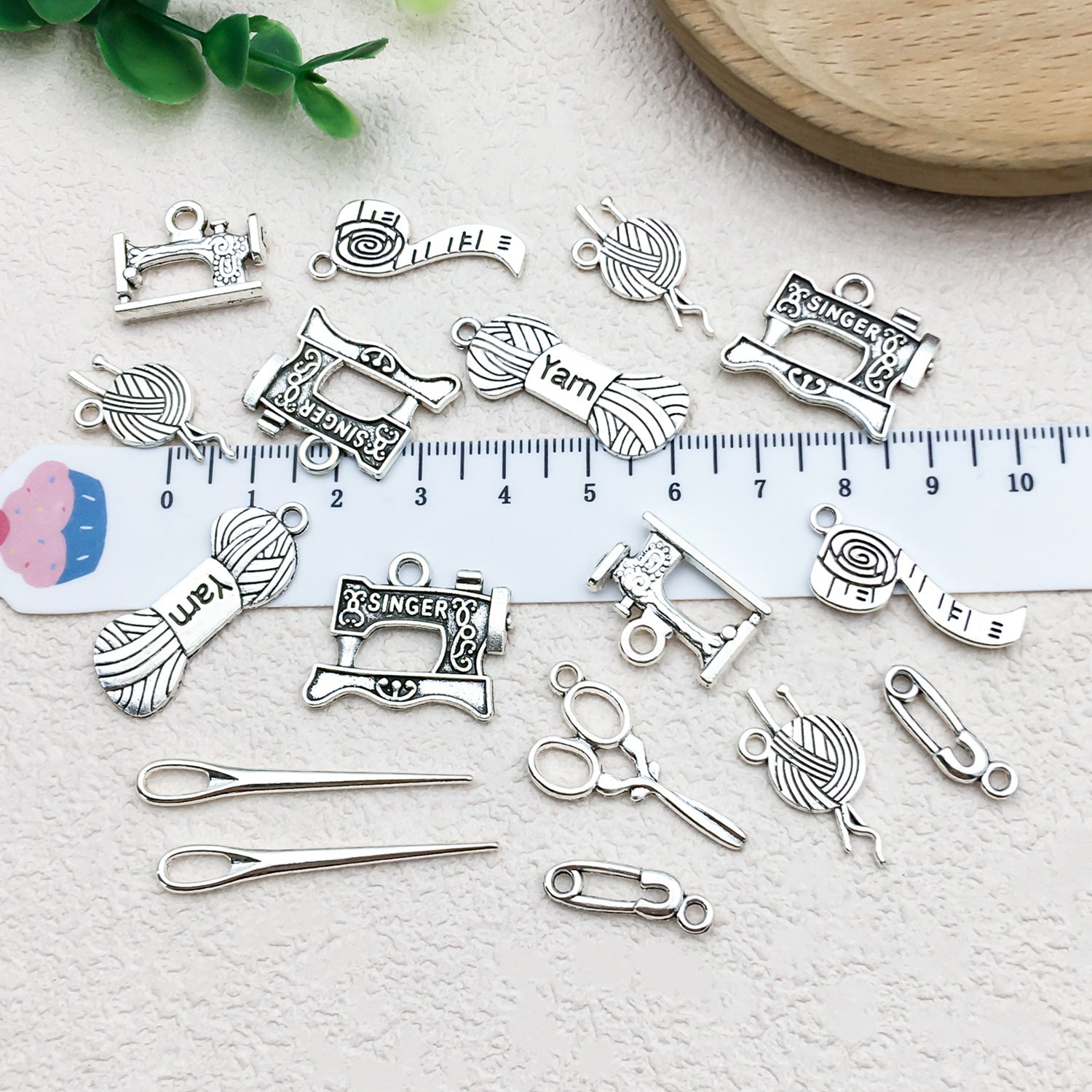Zinc Alloy Sewing Machine Yarn Needle Charm Pendant for DIY Keychain Necklace Earrings