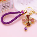 Jeweled Pinwheel Keychains with Braided Loops and White Pom Poms view 7