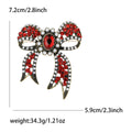 Crystal Bow Metal Brooch with Red or Black Accents view 4