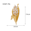 Gold Tone Lily of the Valley Pearl Look Metal Brooch Pin view 2