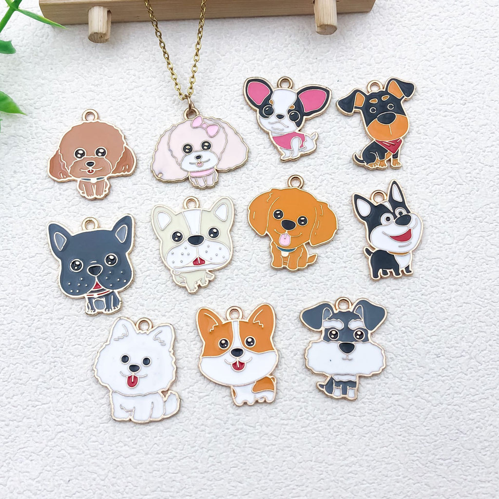 Enamel Zinc Alloy Dog Paw Print Pet Charm Pendants for DIY Keychain Necklace Jewelry
