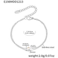 Double Layer Chain Single Zircon Station Bracelet Gold Steel view 7