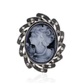 Black Gold Tone Woman Portrait Two Designs Metal Brooch Pin view 6