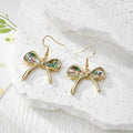 Gold Bow Dried Flower Resin Drop Earrings Twelve Styles view 6