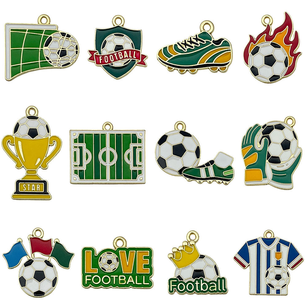 Enamel Zinc Alloy World Cup Football Charm Pendant for Necklace Bag Keychain